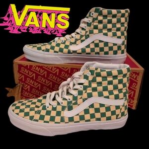 Vans Sk8 Hi Men 10 Checkerboard Light Green White 062025
